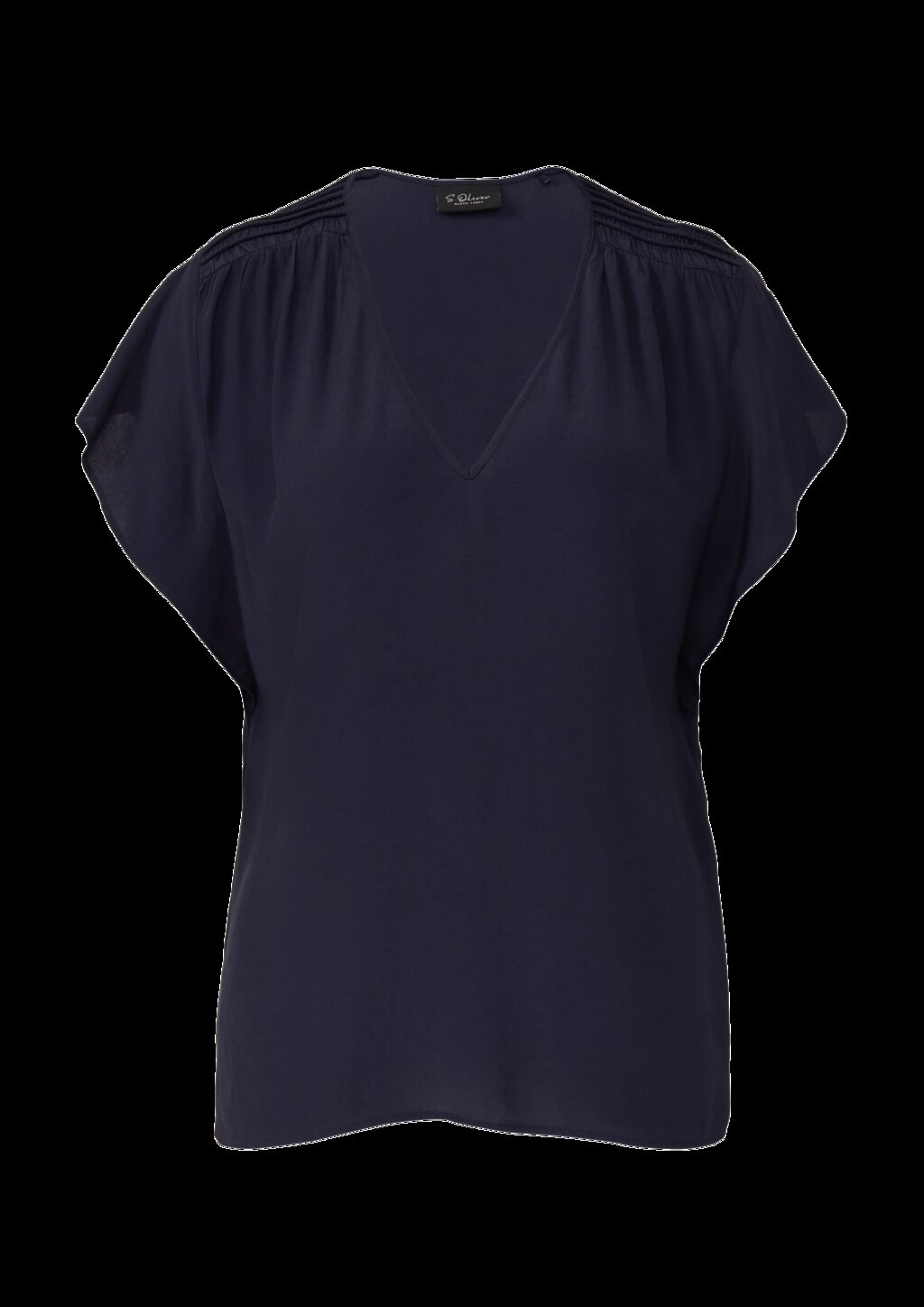 Fließende Viskosebluse mit Smok-Effekt und Volantärmeln