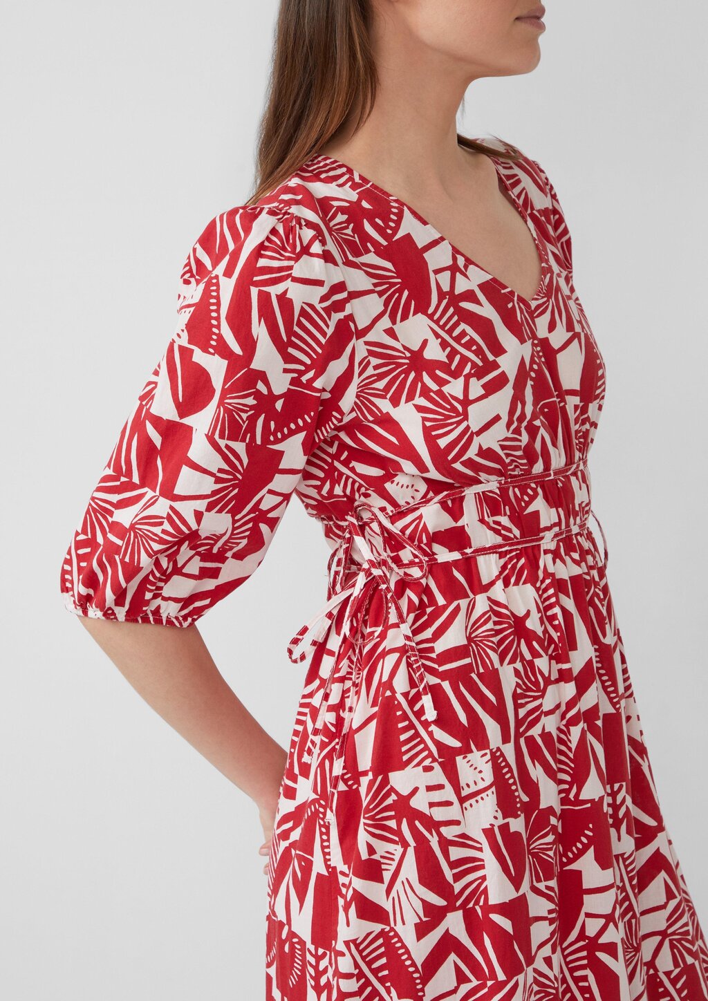 Midikleid aus Baumwolle mit Binde-Details