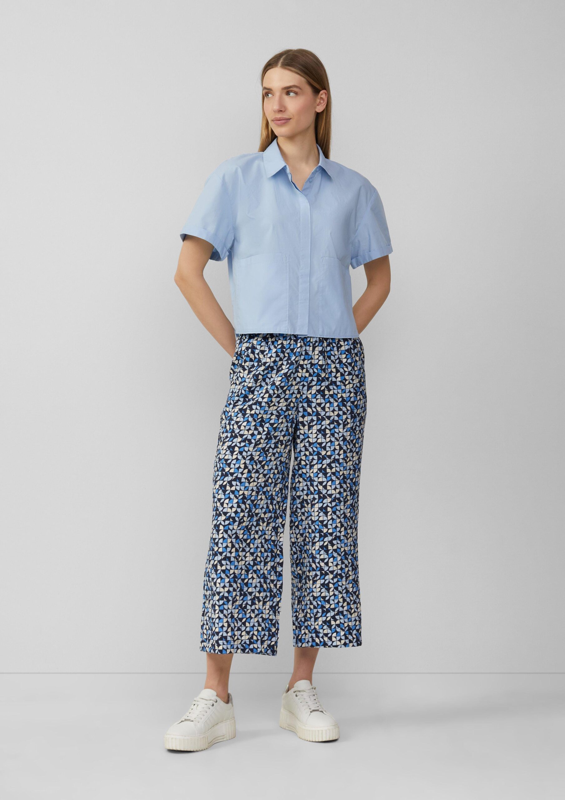 Strukturierte Culotte mit Elastikbund und Eingrifftaschen