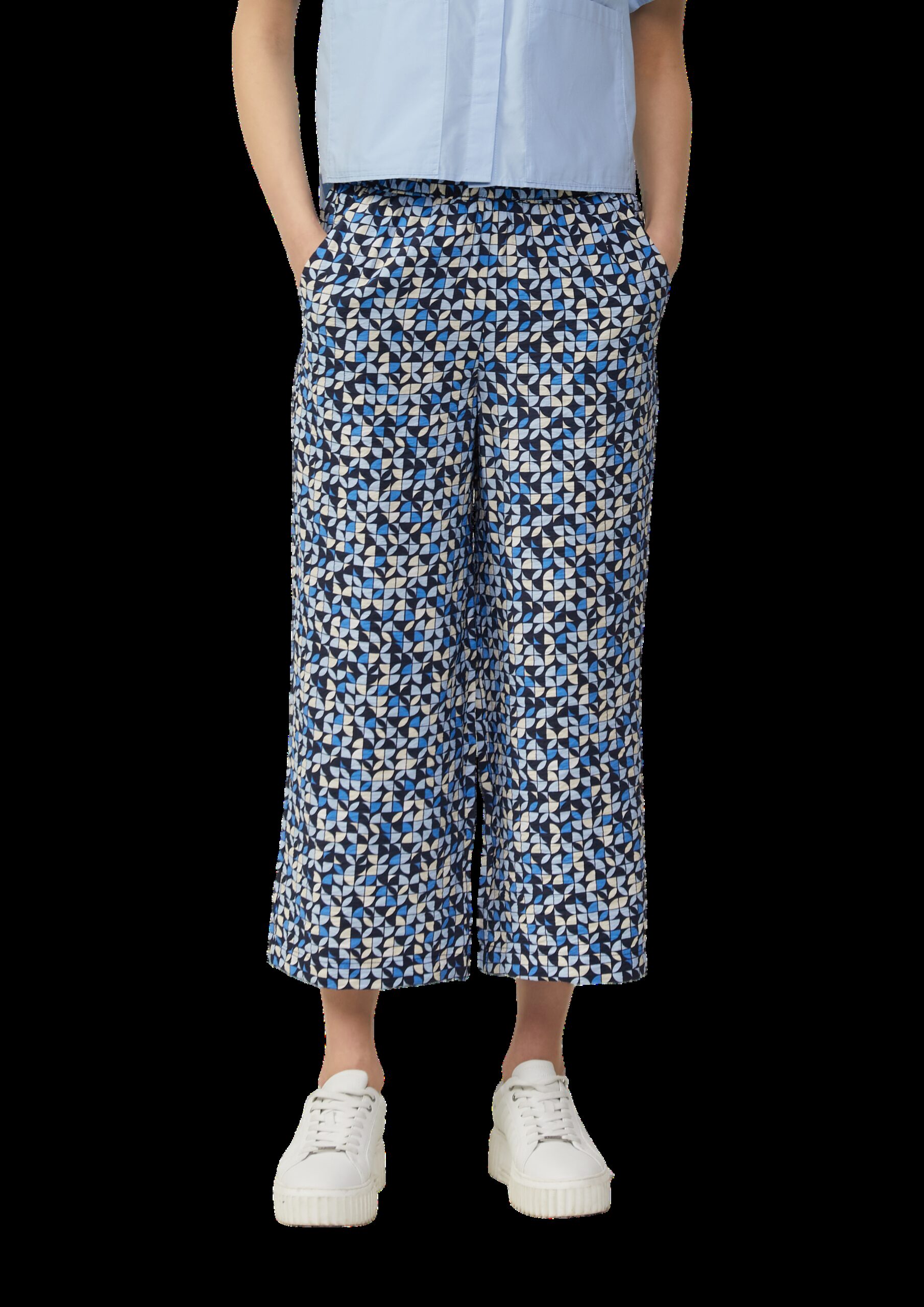 Strukturierte Culotte mit Elastikbund und Eingrifftaschen