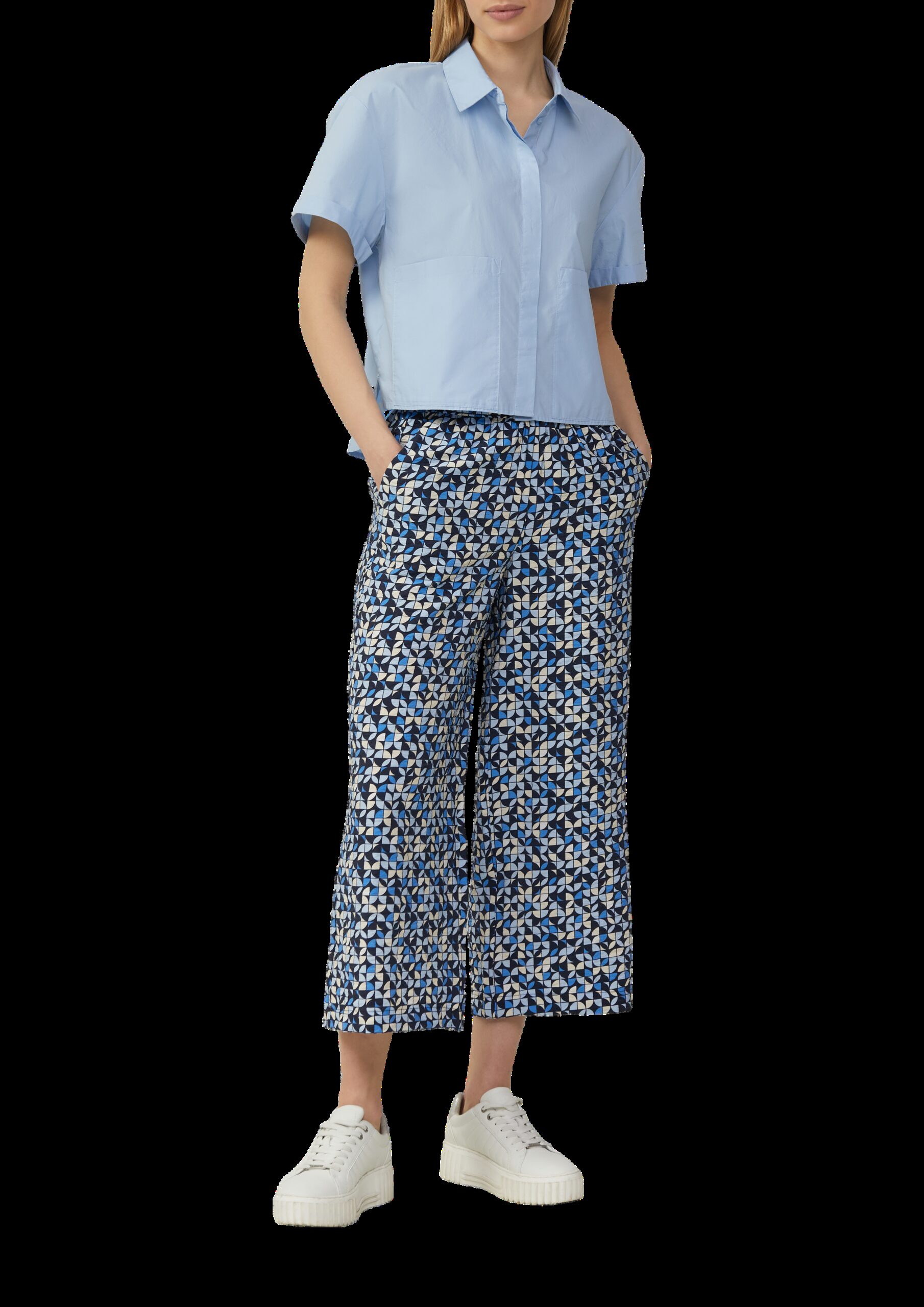 Strukturierte Culotte mit Elastikbund und Eingrifftaschen