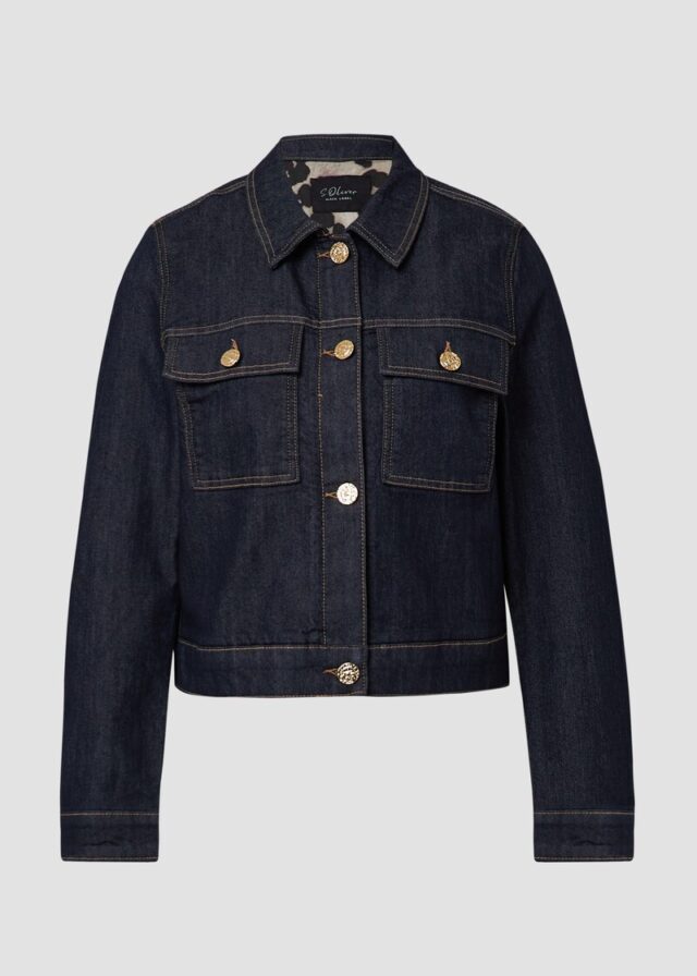 Jeansjacke mit Leo-Futter