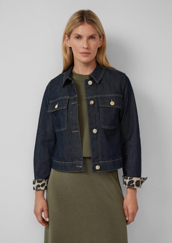 Jeansjacke mit Leo-Futter