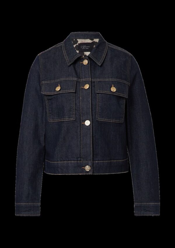 Jeansjacke mit Leo-Futter