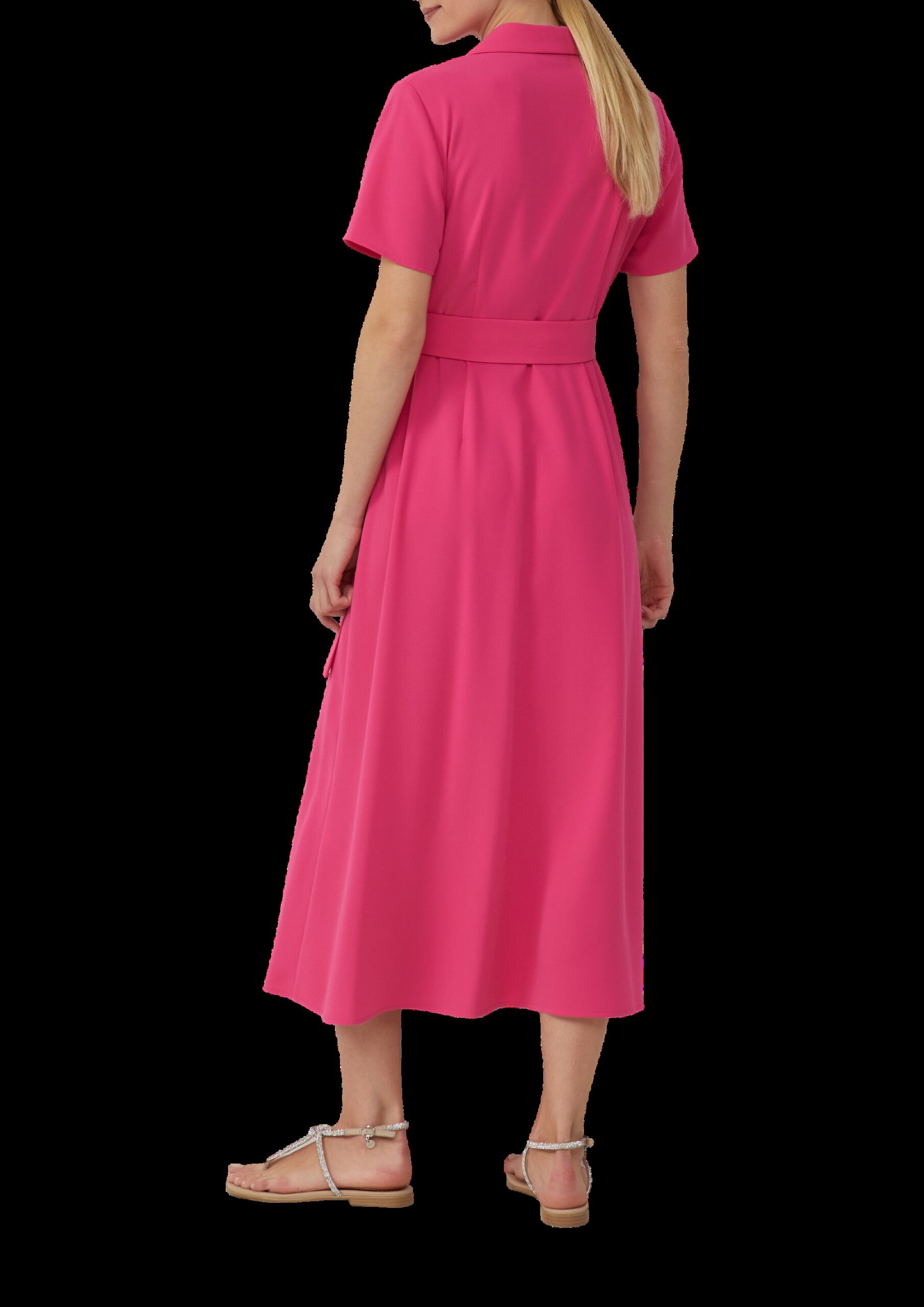 Figurbetontes Midikleid mit Bindegürtel und Reverskragen