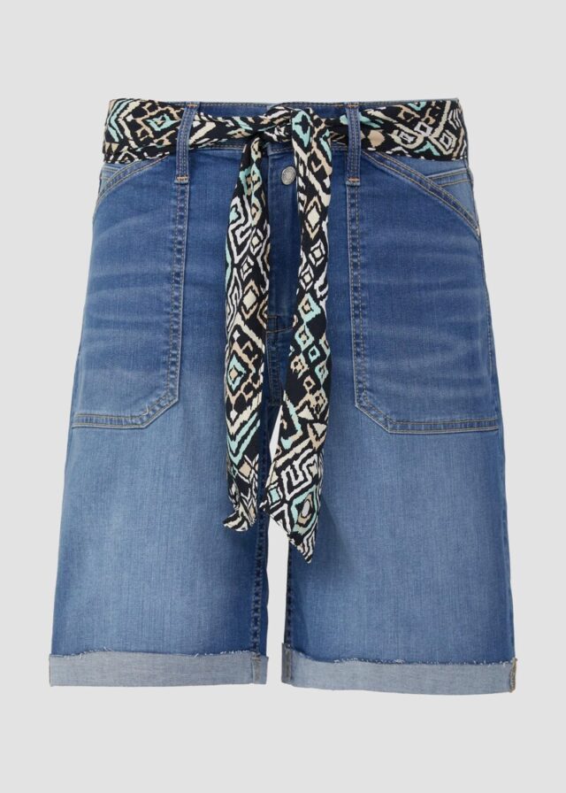 Jeans-Bermuda Karolin / Regular Fit / Mid Rise / Bindegürtel