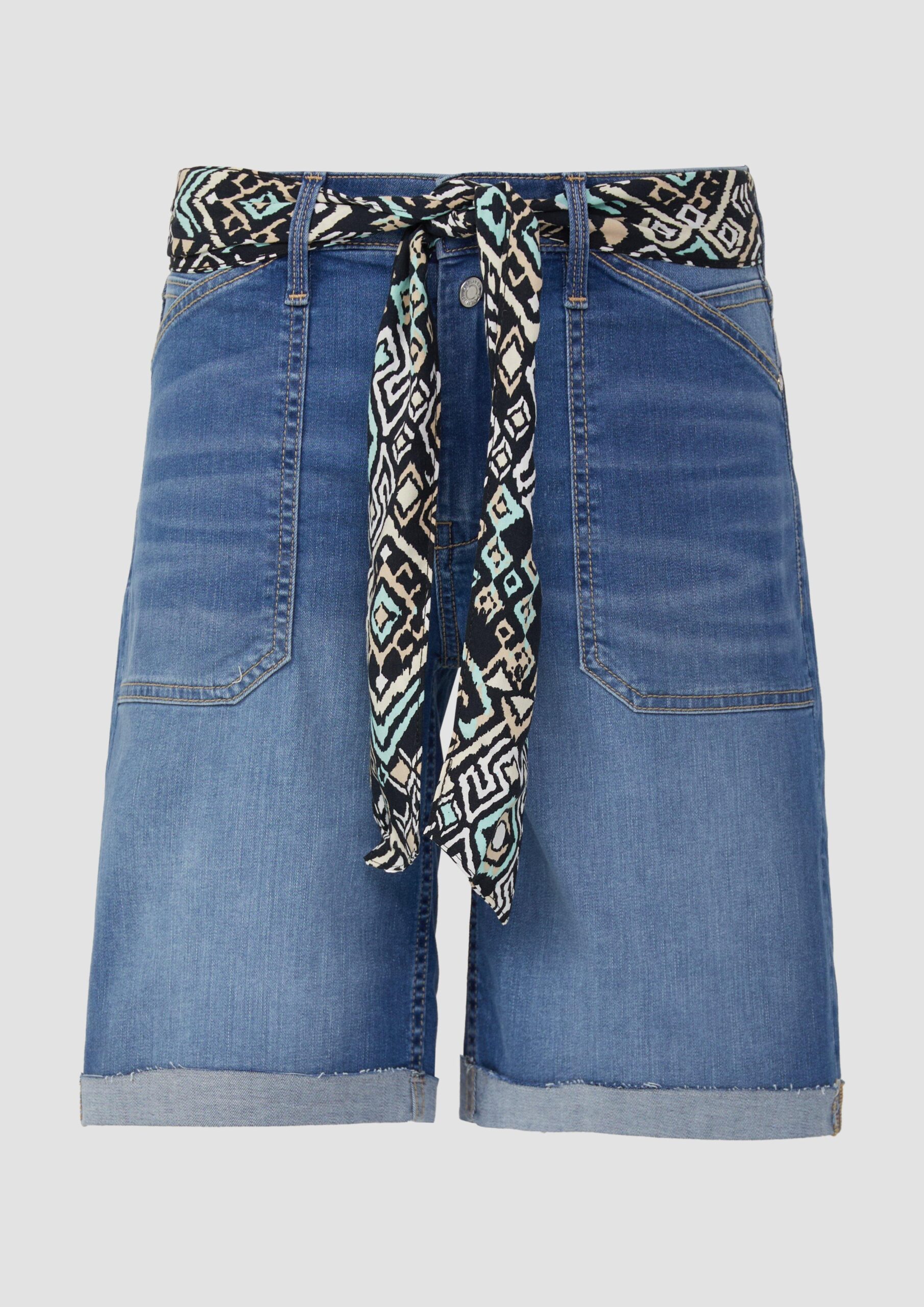 Jeans-Bermuda Karolin / Regular Fit / Mid Rise / Bindegürtel