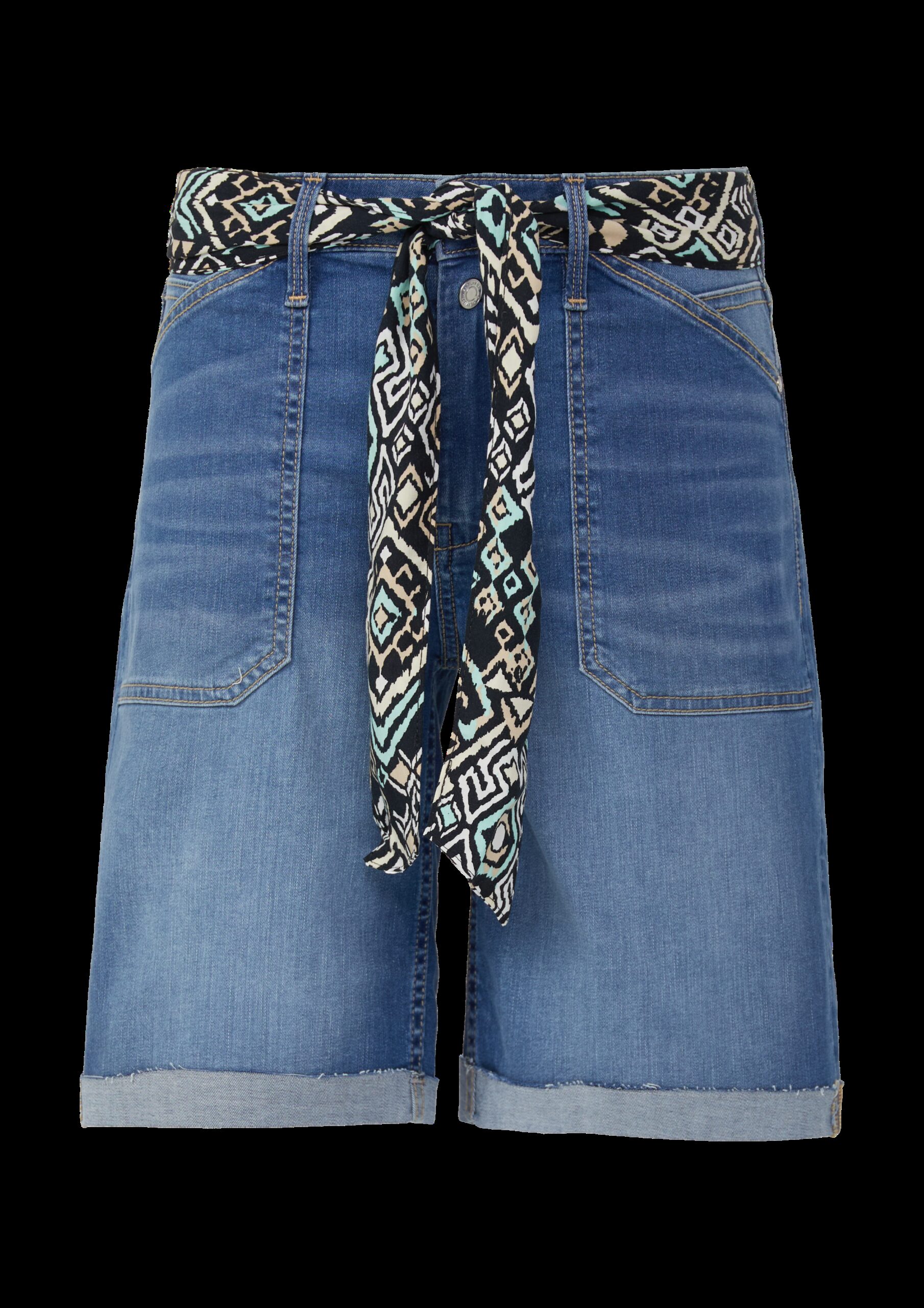 Jeans-Bermuda Karolin / Regular Fit / Mid Rise / Bindegürtel