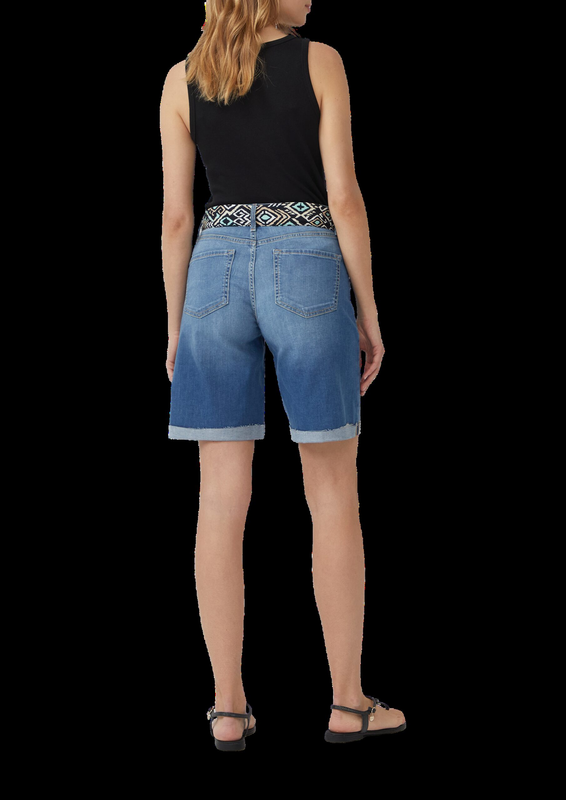 Jeans-Bermuda Karolin / Regular Fit / Mid Rise / Bindegürtel