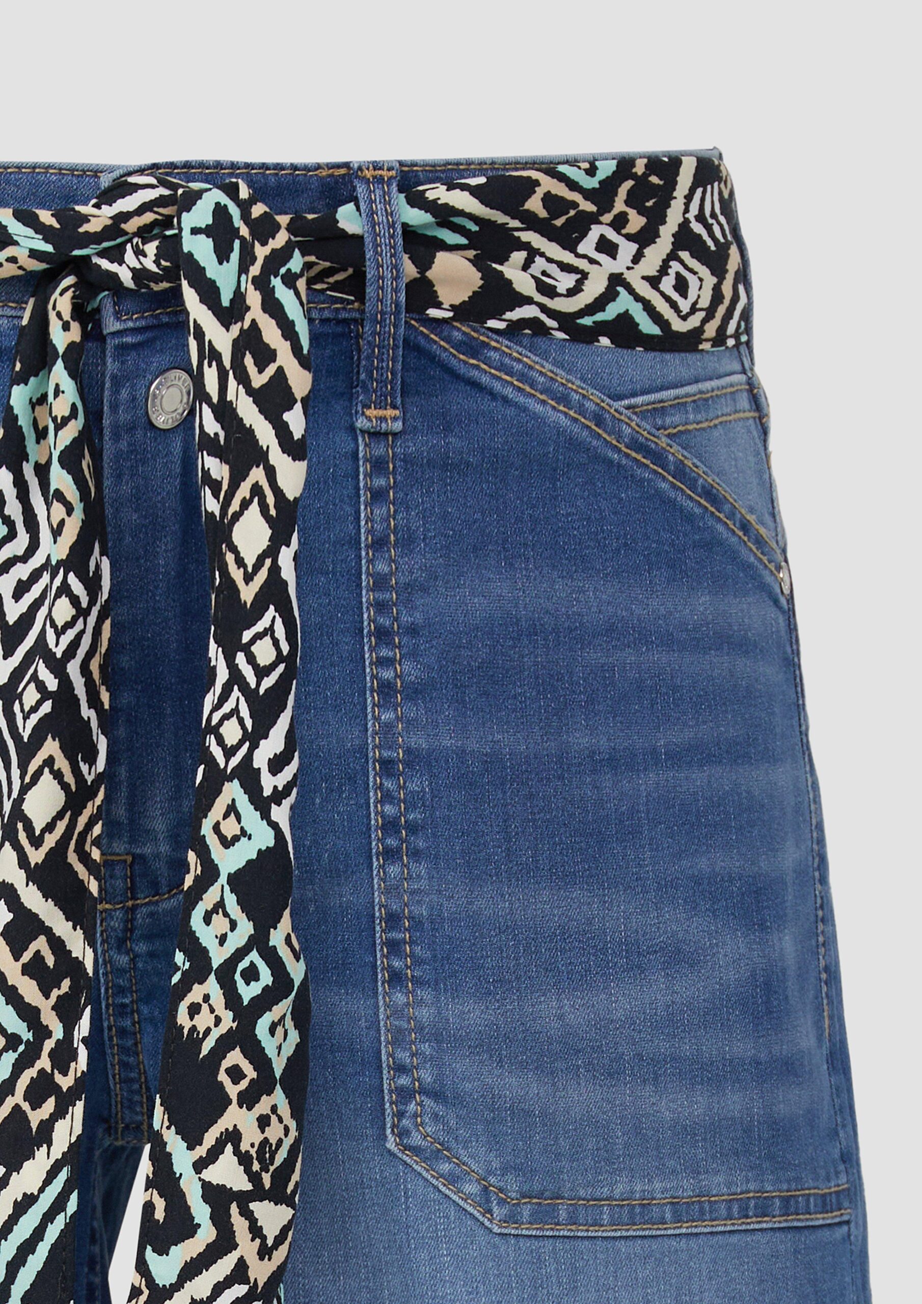 Jeans-Bermuda Karolin / Regular Fit / Mid Rise / Bindegürtel