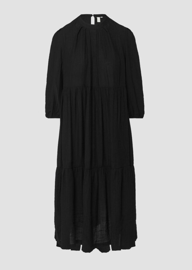 Strukturiertes Midikleid aus Viskosemix