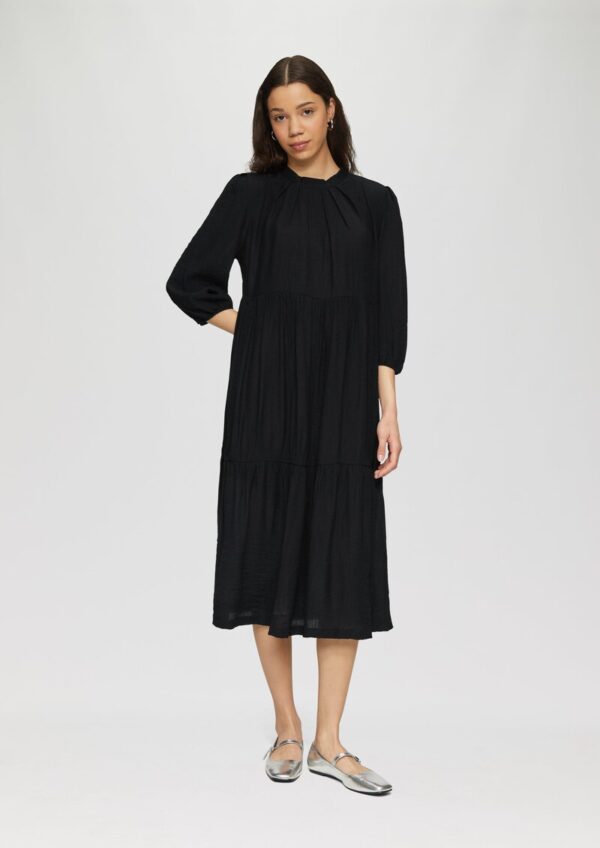 Strukturiertes Midikleid aus Viskosemix