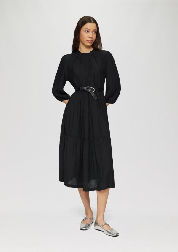 Strukturiertes Midikleid aus Viskosemix