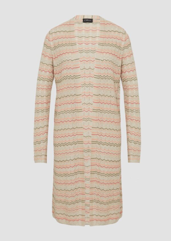 Longcardigan mit Zick-Zack-Muster und Glitzergarn