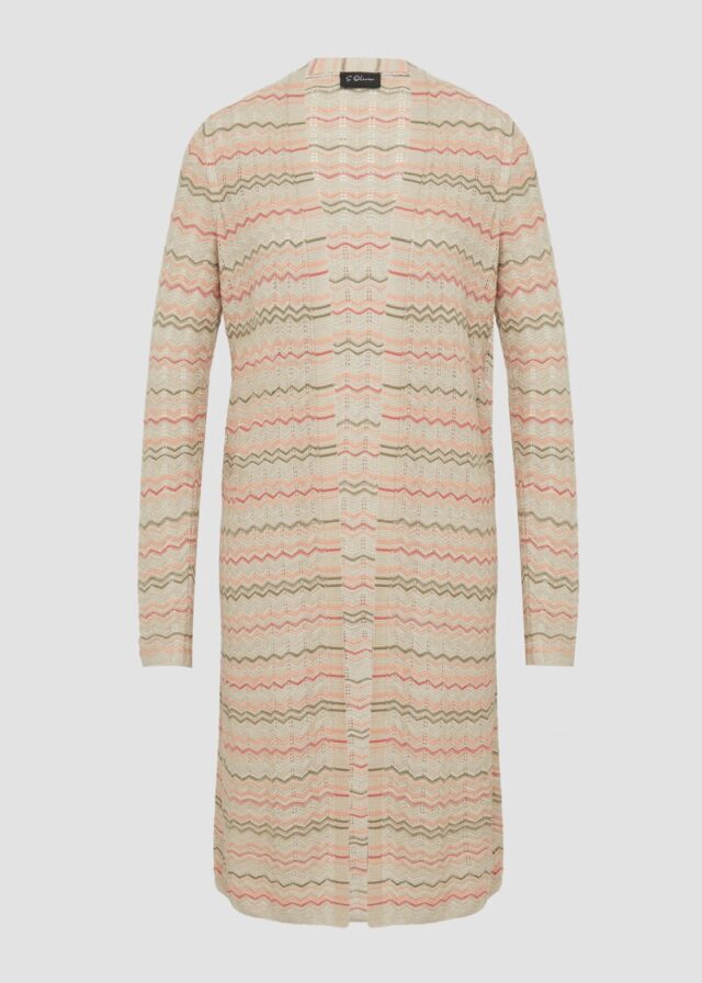 Longcardigan mit Zick-Zack-Muster und Glitzergarn