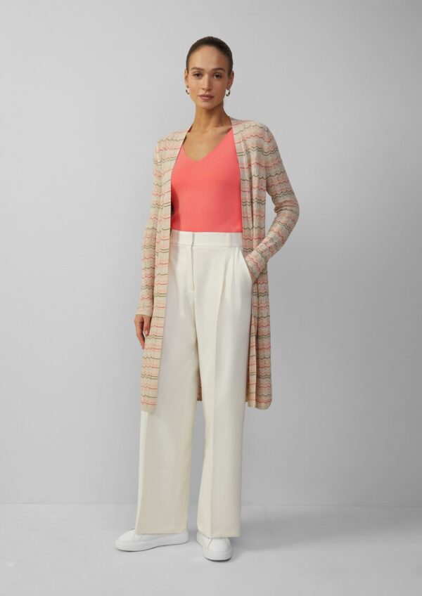 Longcardigan mit Zick-Zack-Muster und Glitzergarn