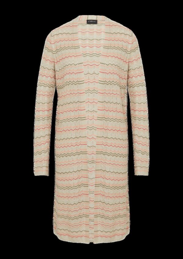 Longcardigan mit Zick-Zack-Muster und Glitzergarn