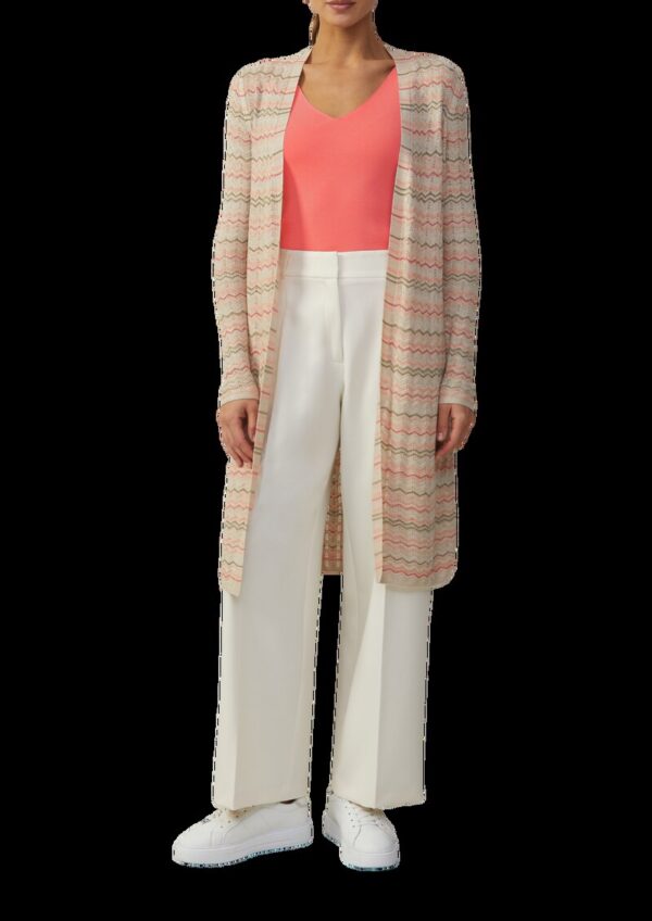 Longcardigan mit Zick-Zack-Muster und Glitzergarn