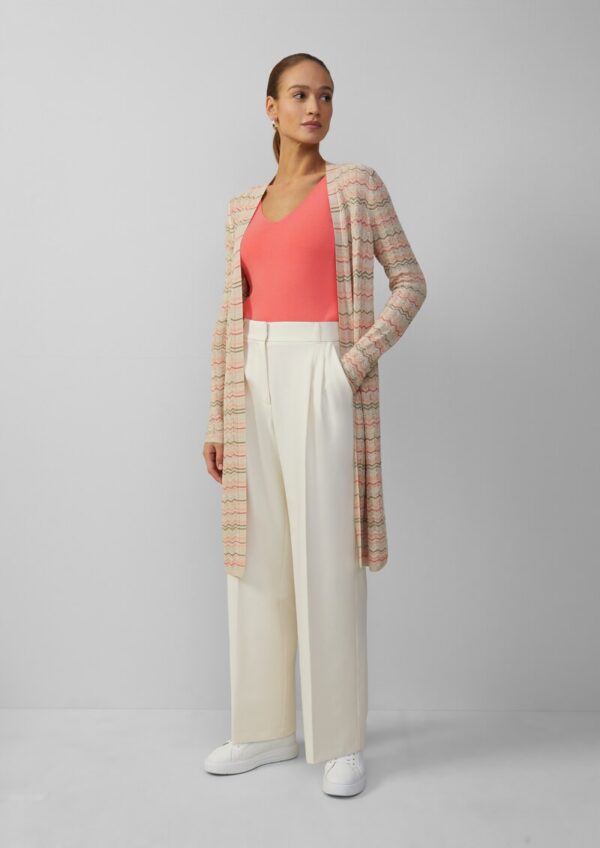 Longcardigan mit Zick-Zack-Muster und Glitzergarn