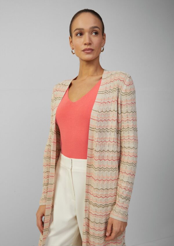 Longcardigan mit Zick-Zack-Muster und Glitzergarn