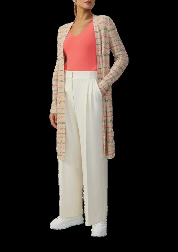 Longcardigan mit Zick-Zack-Muster und Glitzergarn