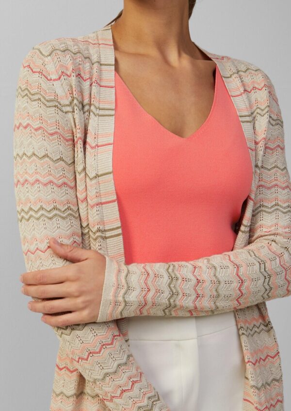 Longcardigan mit Zick-Zack-Muster und Glitzergarn