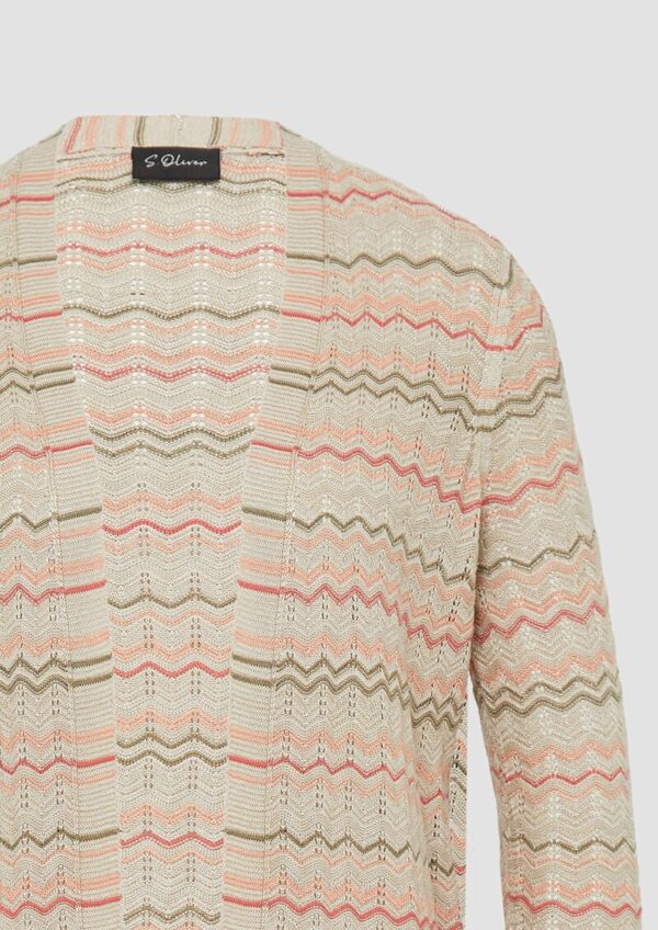 Longcardigan mit Zick-Zack-Muster und Glitzergarn