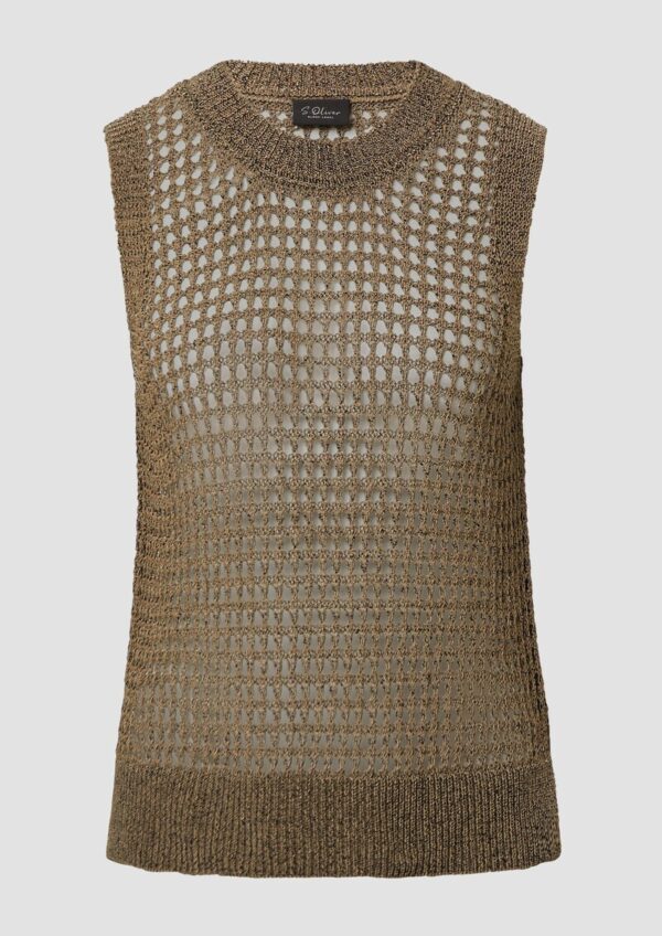 Top aus leichtem Lochstrick mit Rippbündchen