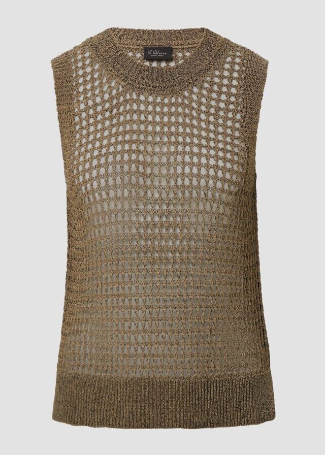 Top aus leichtem Lochstrick mit Rippbündchen