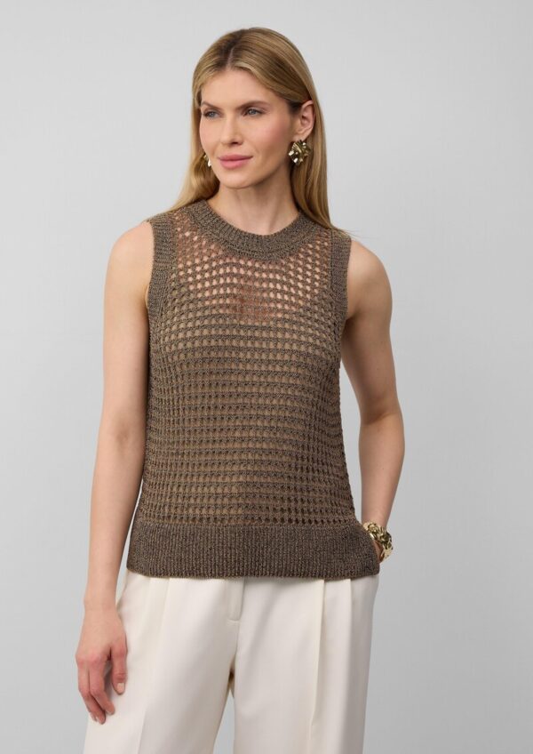 Top aus leichtem Lochstrick mit Rippbündchen