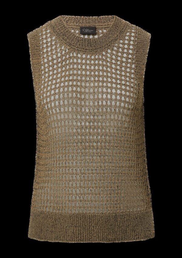 Top aus leichtem Lochstrick mit Rippbündchen