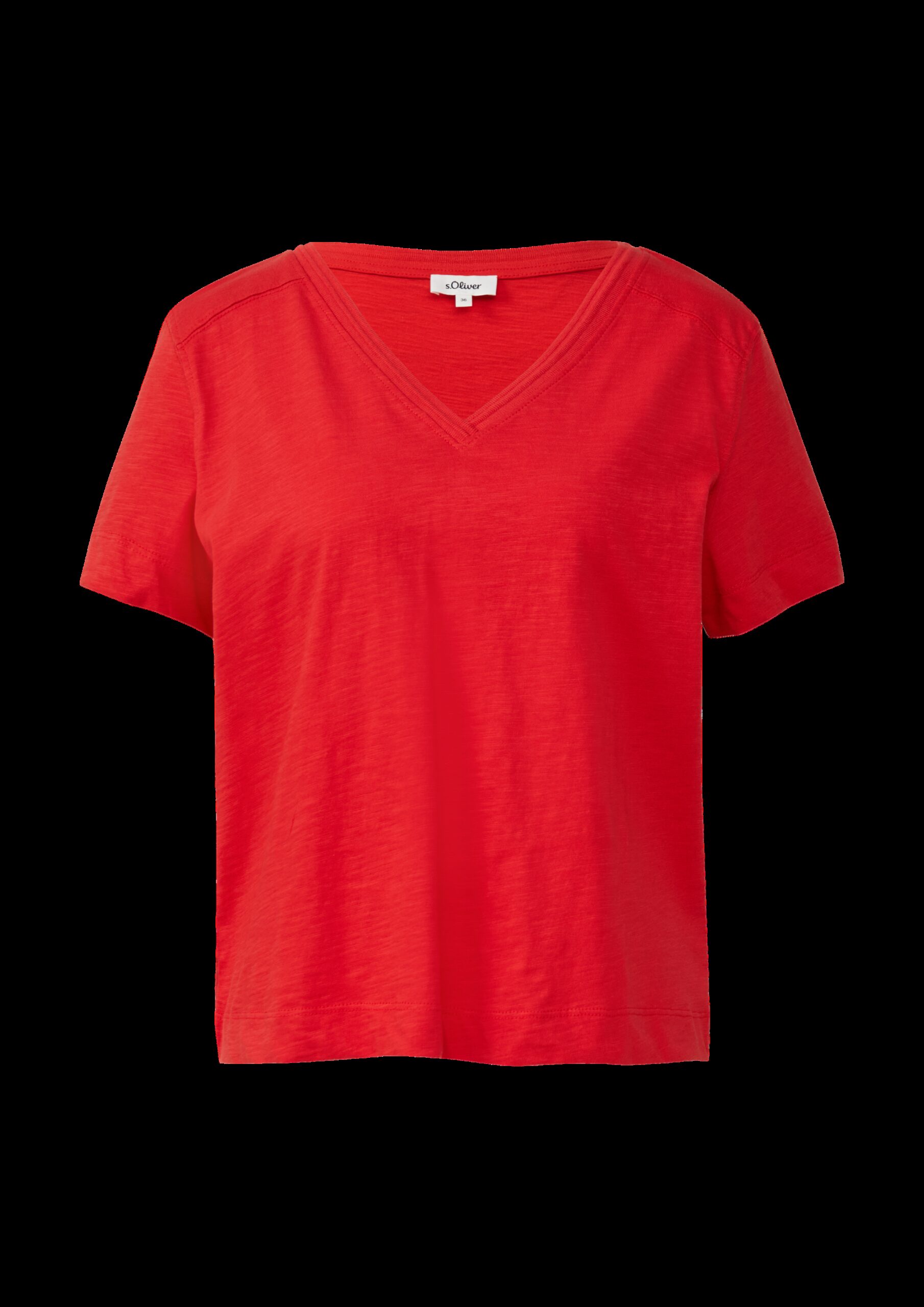 T-Shirt aus Flammgarn mit V-Ausschnitt