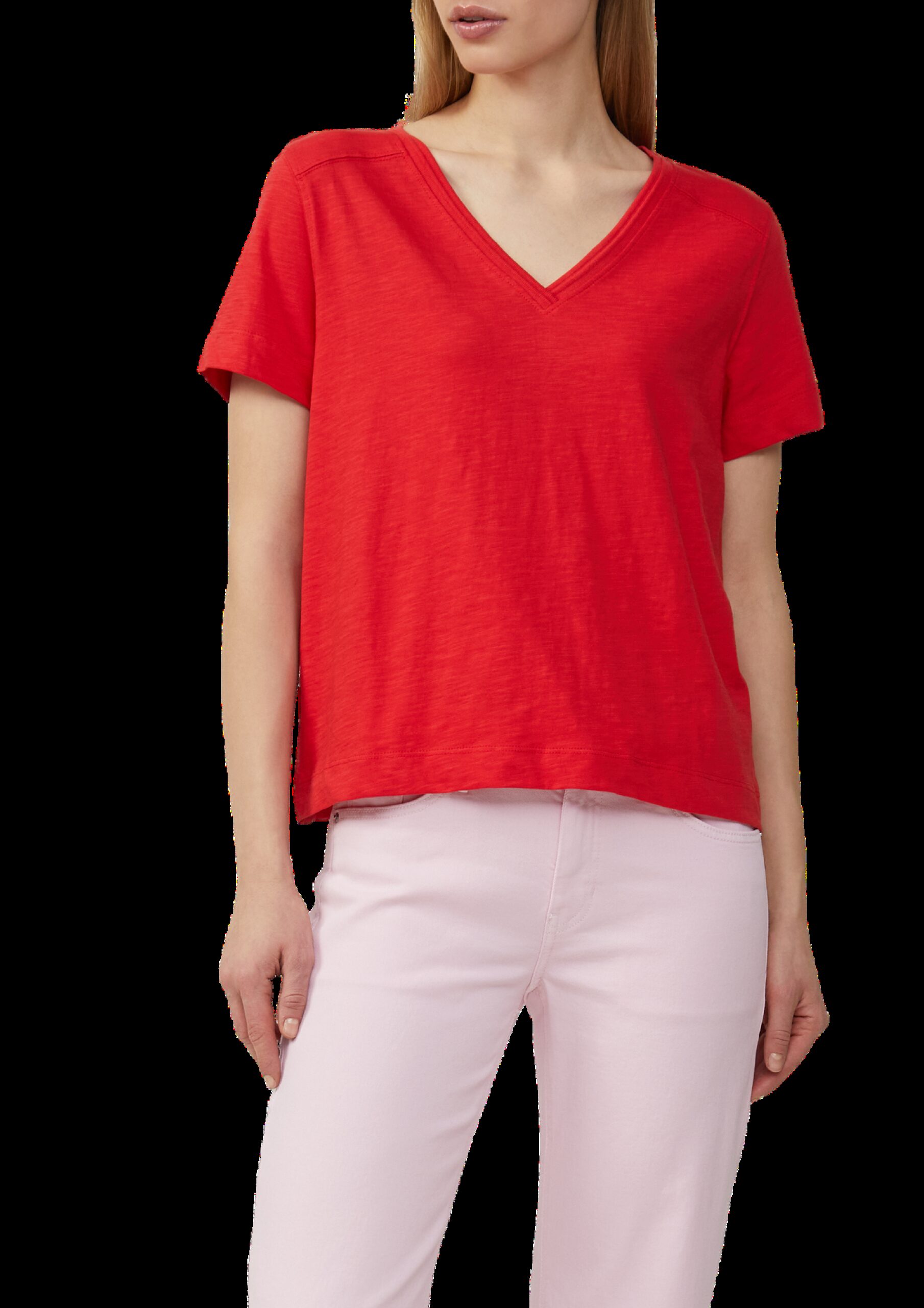 T-Shirt aus Flammgarn mit V-Ausschnitt