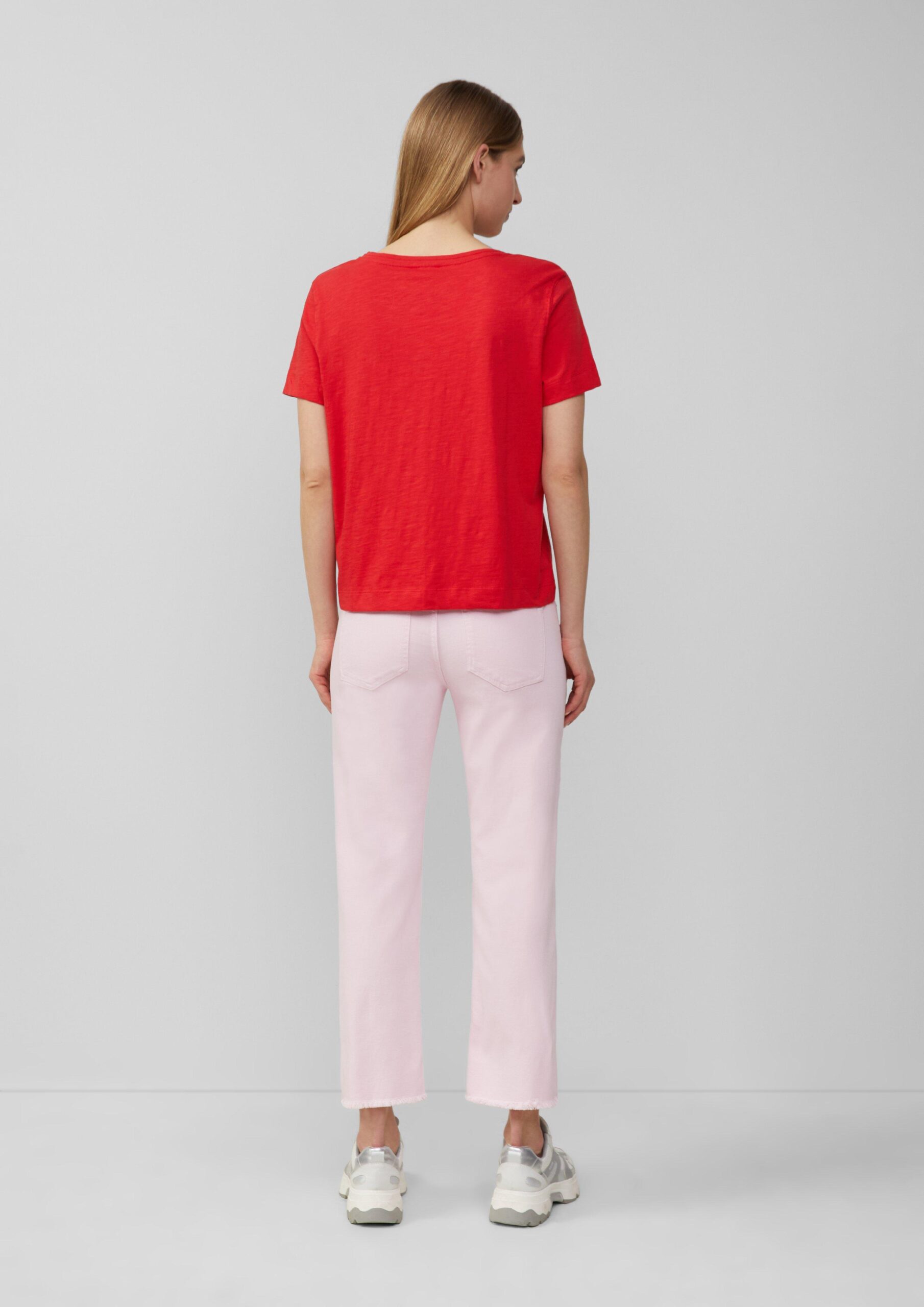 T-Shirt aus Flammgarn mit V-Ausschnitt