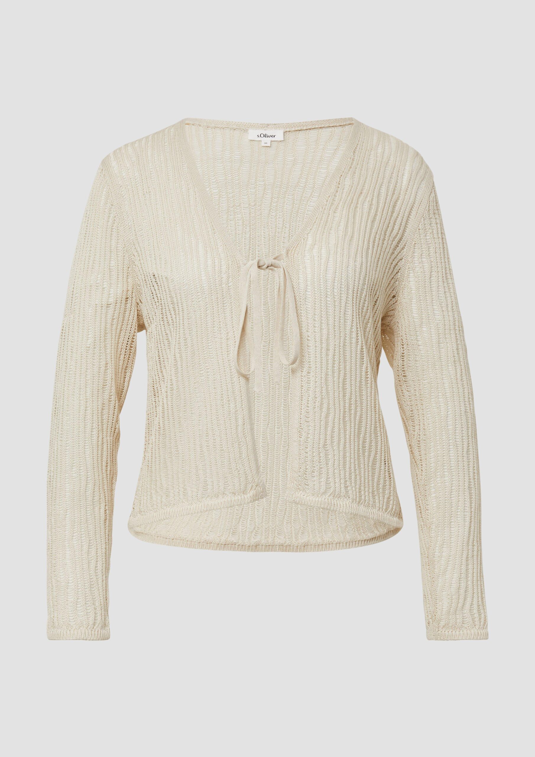 Luftiger Cardigan aus Leinenmix mit Ajourmuster