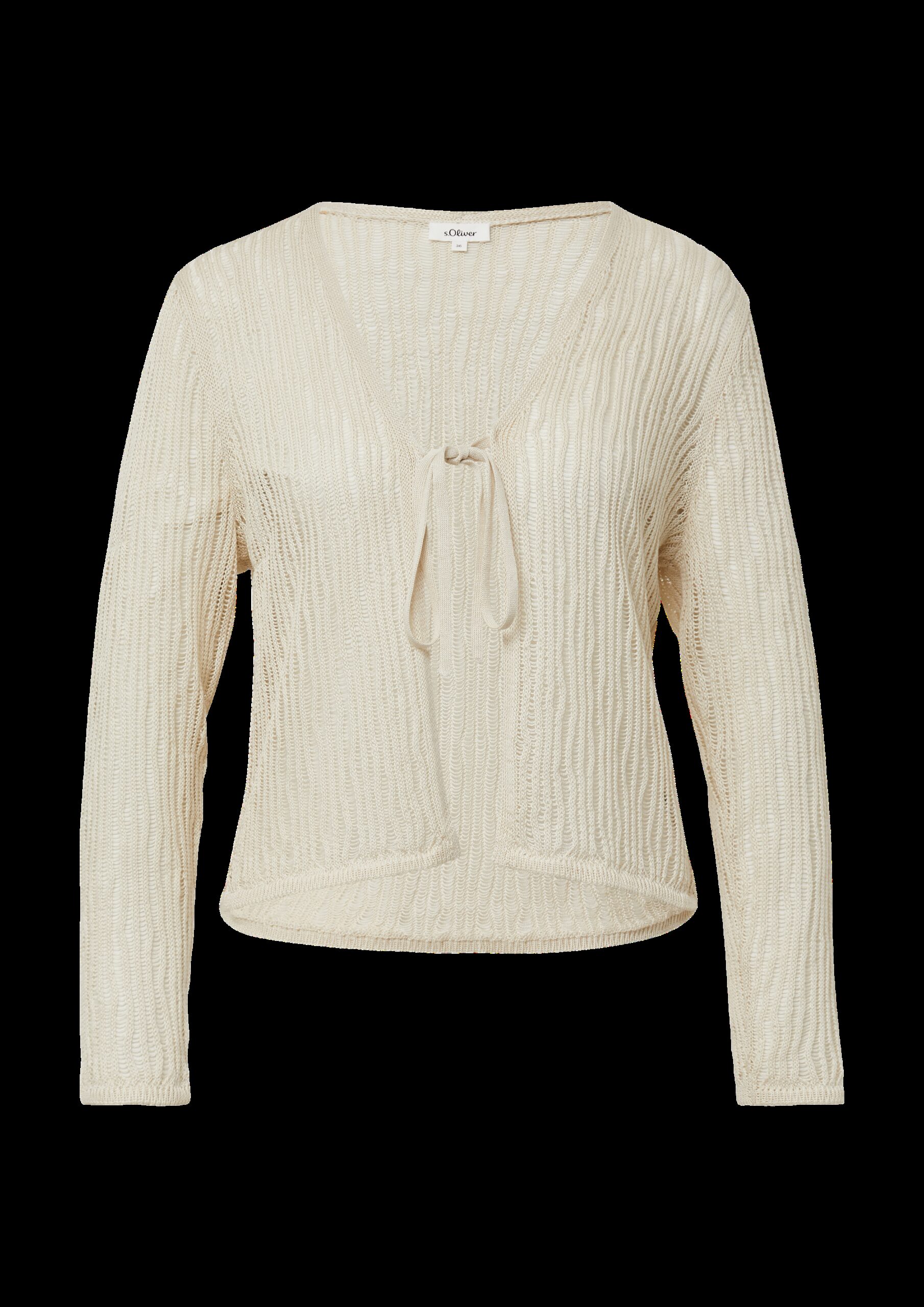 Luftiger Cardigan aus Leinenmix mit Ajourmuster