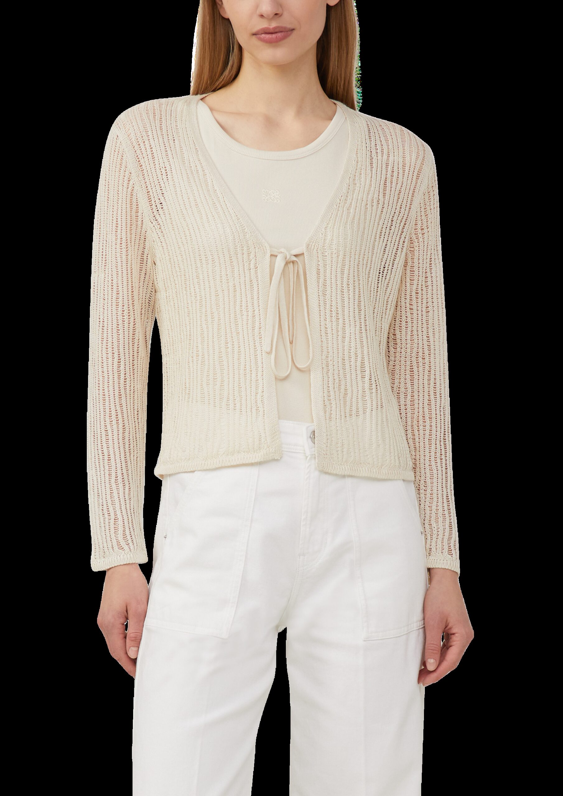 Luftiger Cardigan aus Leinenmix mit Ajourmuster