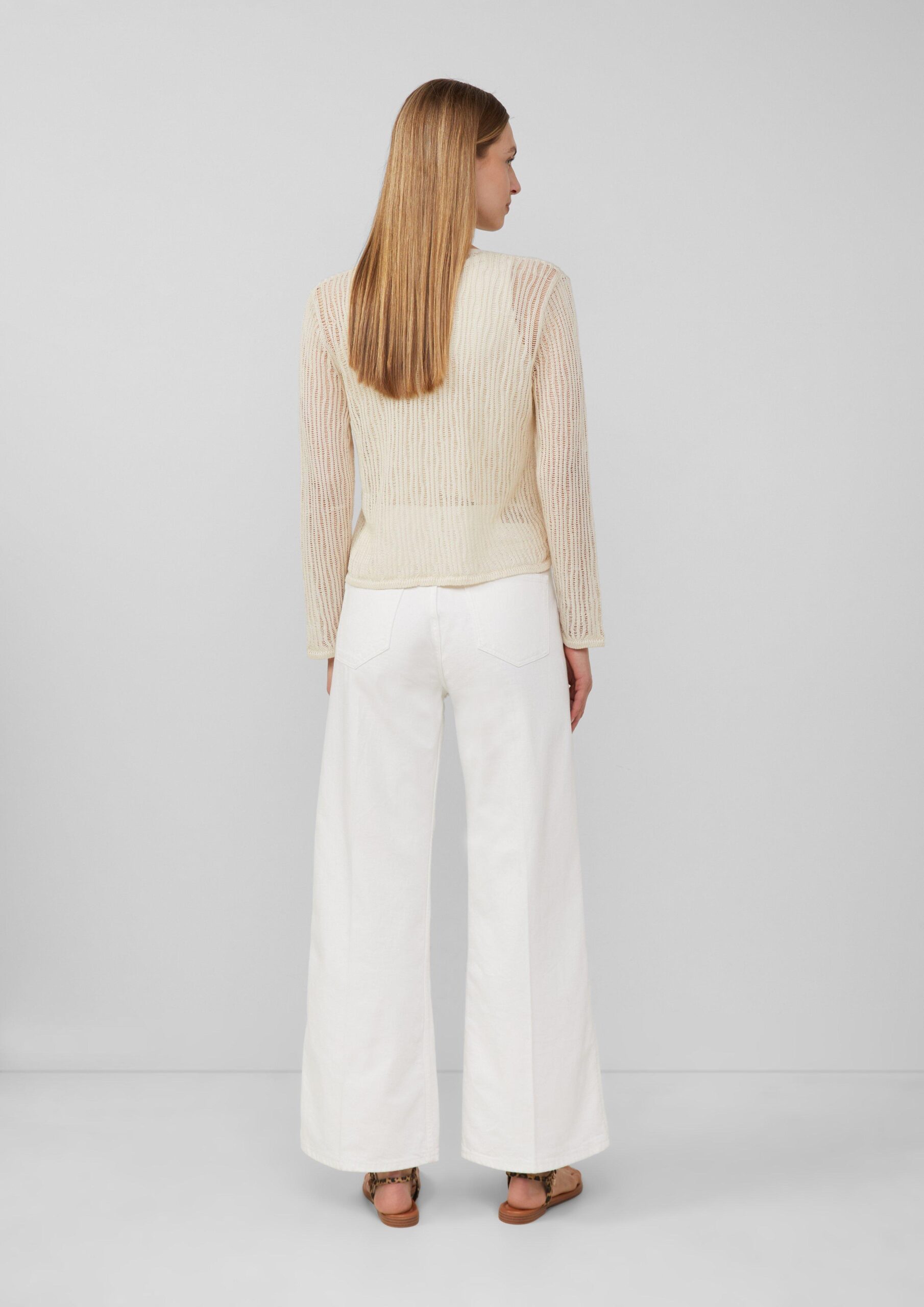 Luftiger Cardigan aus Leinenmix mit Ajourmuster