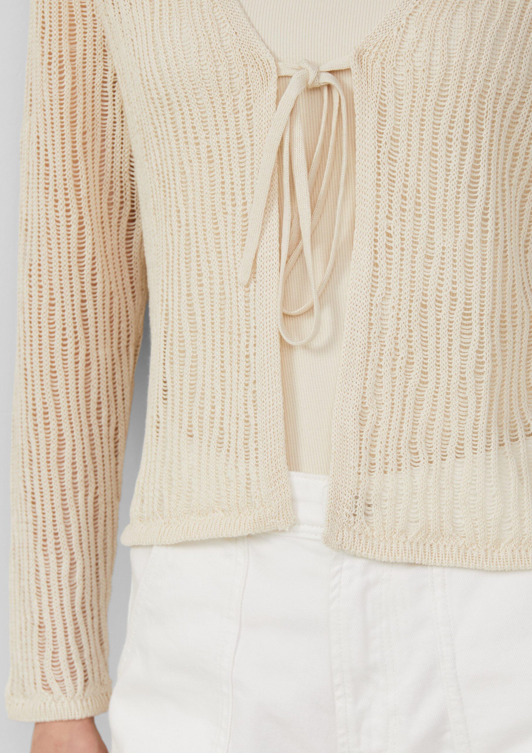 Luftiger Cardigan aus Leinenmix mit Ajourmuster