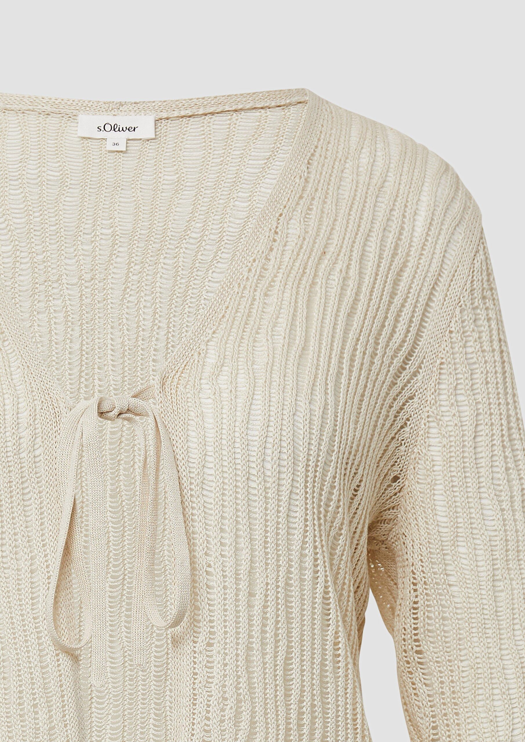 Luftiger Cardigan aus Leinenmix mit Ajourmuster