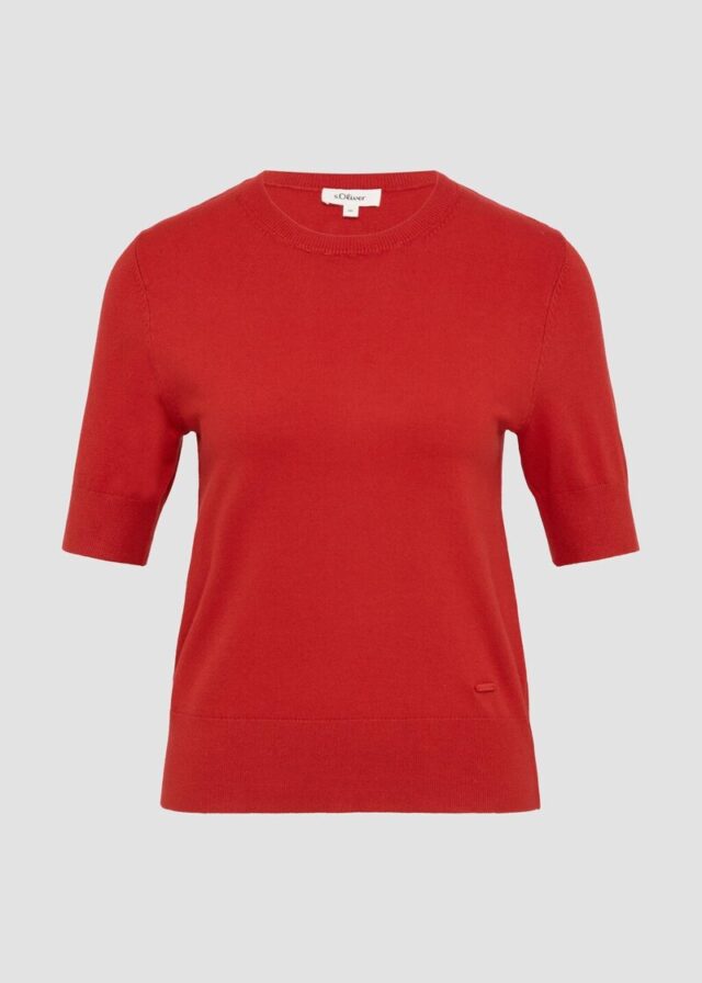 Kurzärmeliger Strickpullover aus Viskosemix