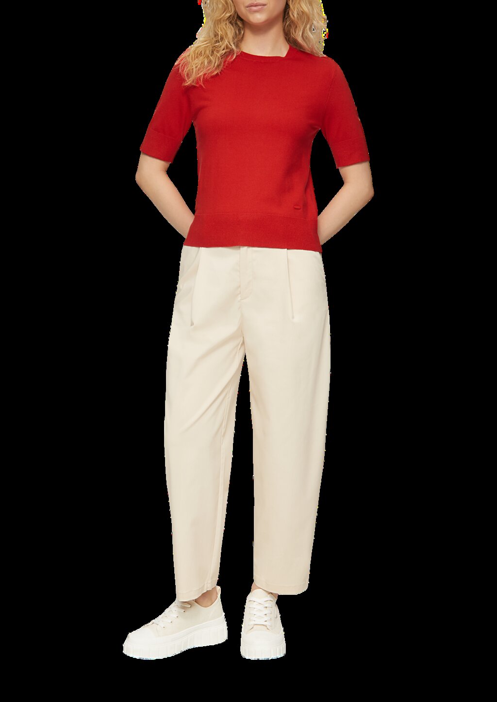 Kurzärmeliger Strickpullover aus Viskosemix