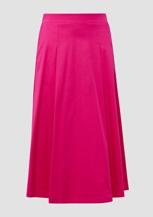 Midirock aus Popeline mit Elastikbund und Eingrifftaschen