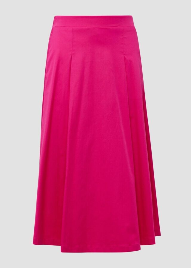 Midirock aus Popeline mit Elastikbund und Eingrifftaschen