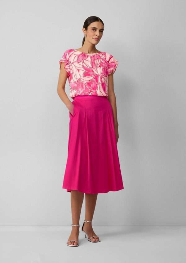 Midirock aus Popeline mit Elastikbund und Eingrifftaschen