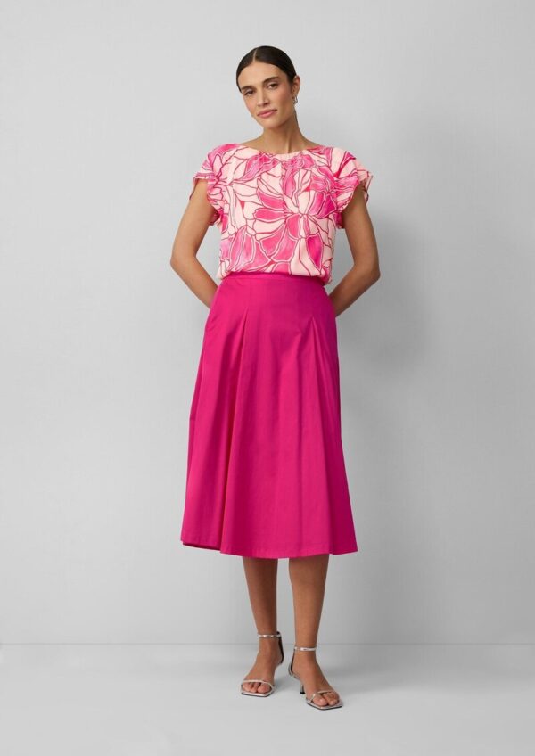 Midirock aus Popeline mit Elastikbund und Eingrifftaschen