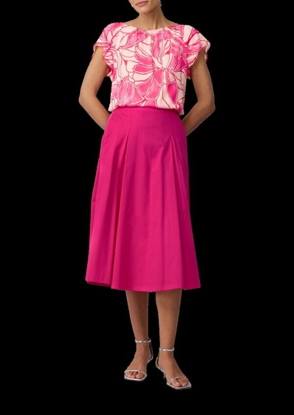 Midirock aus Popeline mit Elastikbund und Eingrifftaschen