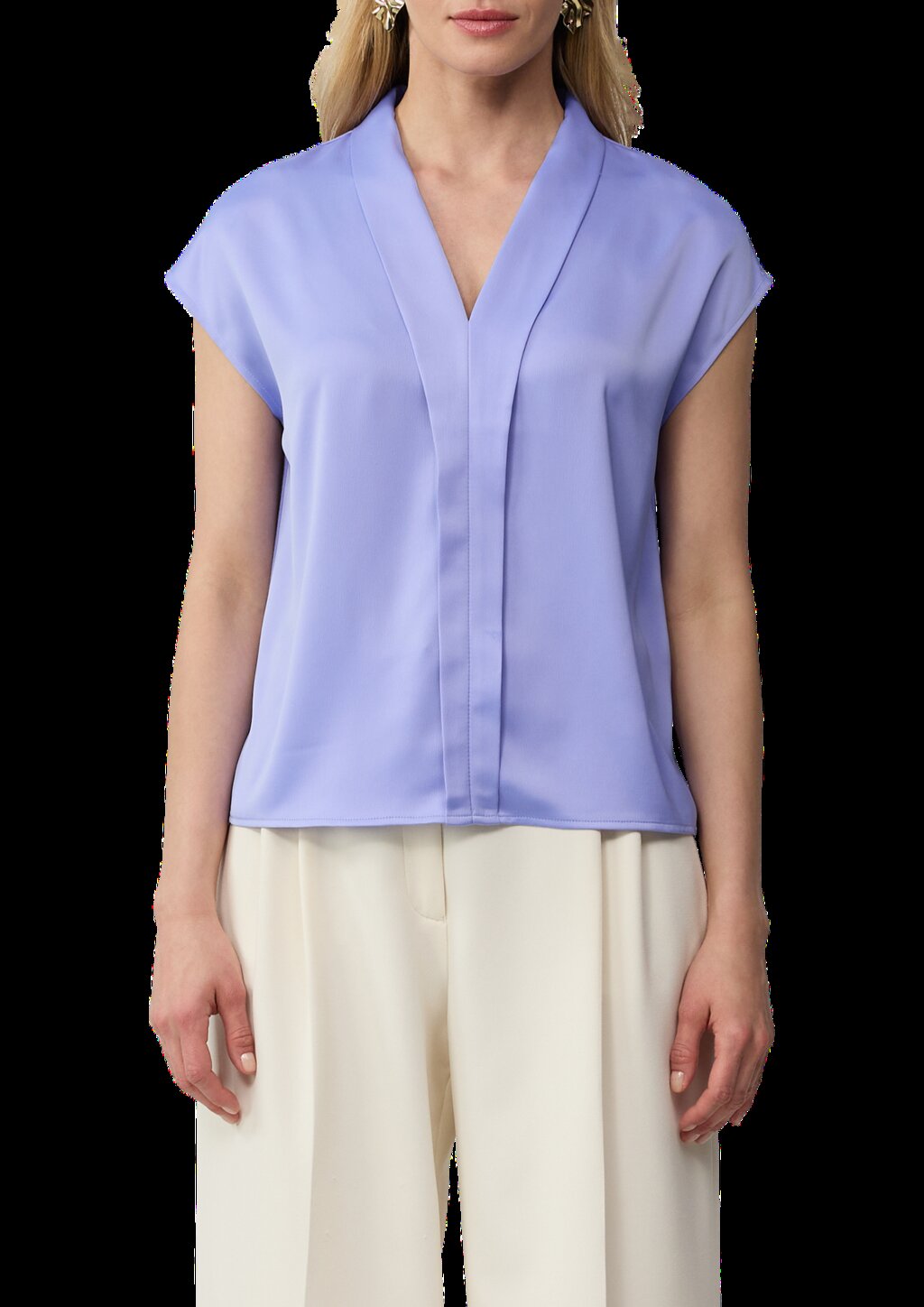 Blusenshirt aus Viskose mit V-Ausschnitt