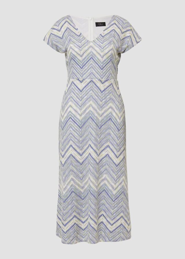 Antailliertes Midikleid aus Strickjersey mit V-Ausschnitt