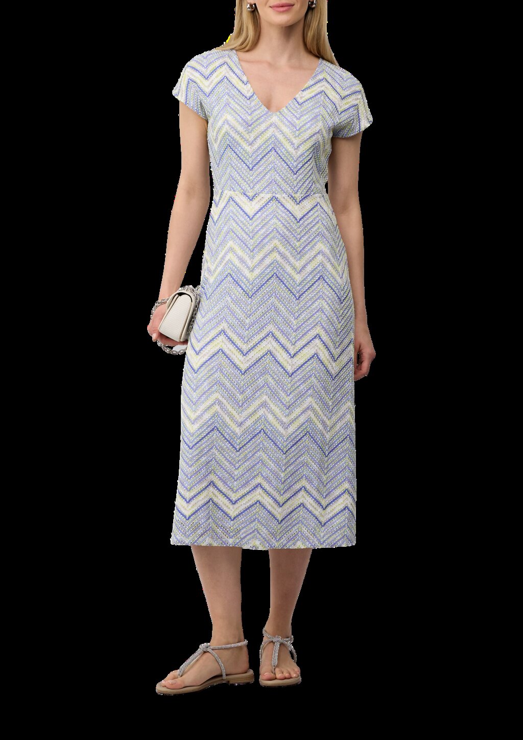 Antailliertes Midikleid aus Strickjersey mit V-Ausschnitt